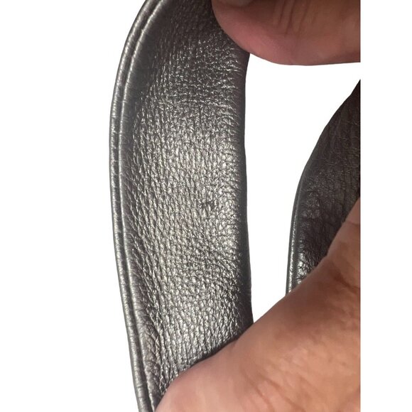 B. Makowsky Gunmetal Metallic Leather Zipper Tassels Tote Shoulder Bag $298 - Picture 6 of 7